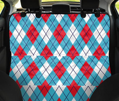 Red Blue And White Argyle Pattern Print Pet Car Back Seat Cover
