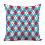 Red Blue And White Argyle Pattern Print Pillow Cover
