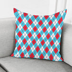 Red Blue And White Argyle Pattern Print Pillow Cover