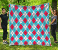 Red Blue And White Argyle Pattern Print Quilt