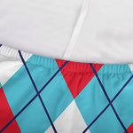 Red Blue And White Argyle Pattern Print Sofa Cover