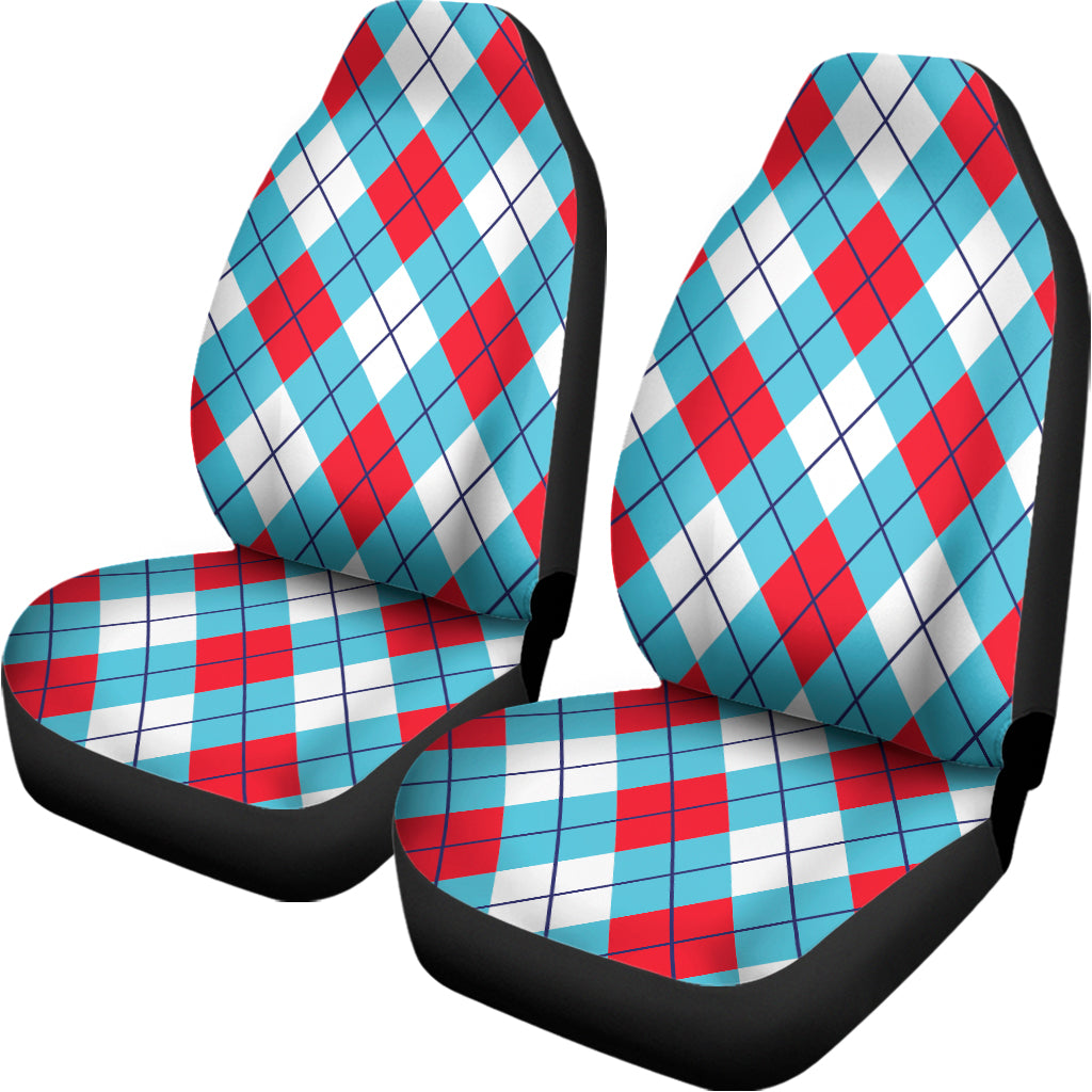 Red Blue And White Argyle Pattern Print Universal Fit Car Seat Covers