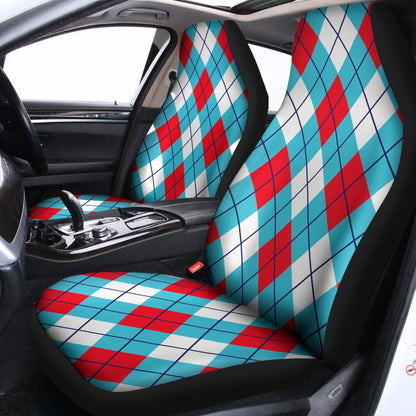 Red Blue And White Argyle Pattern Print Universal Fit Car Seat Covers