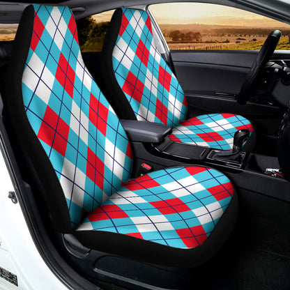 Red Blue And White Argyle Pattern Print Universal Fit Car Seat Covers