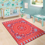 Red Blue And White Bandana Print Area Rug