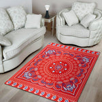 Red Blue And White Bandana Print Area Rug