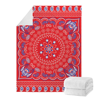 Red Blue And White Bandana Print Blanket