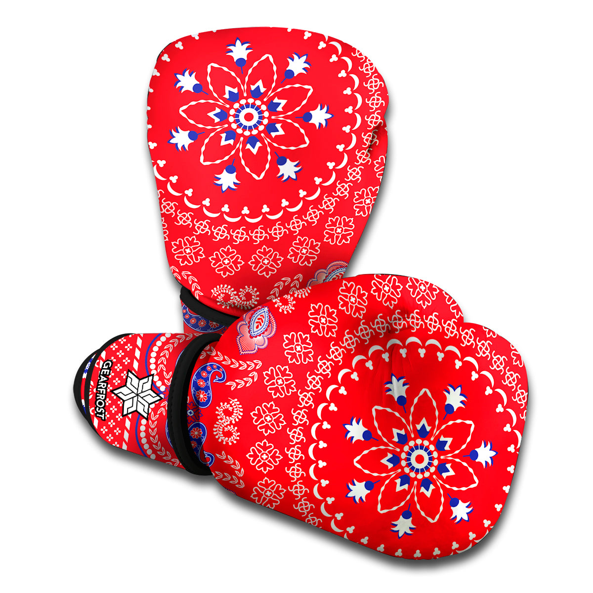 Red Blue And White Bandana Print Boxing Gloves
