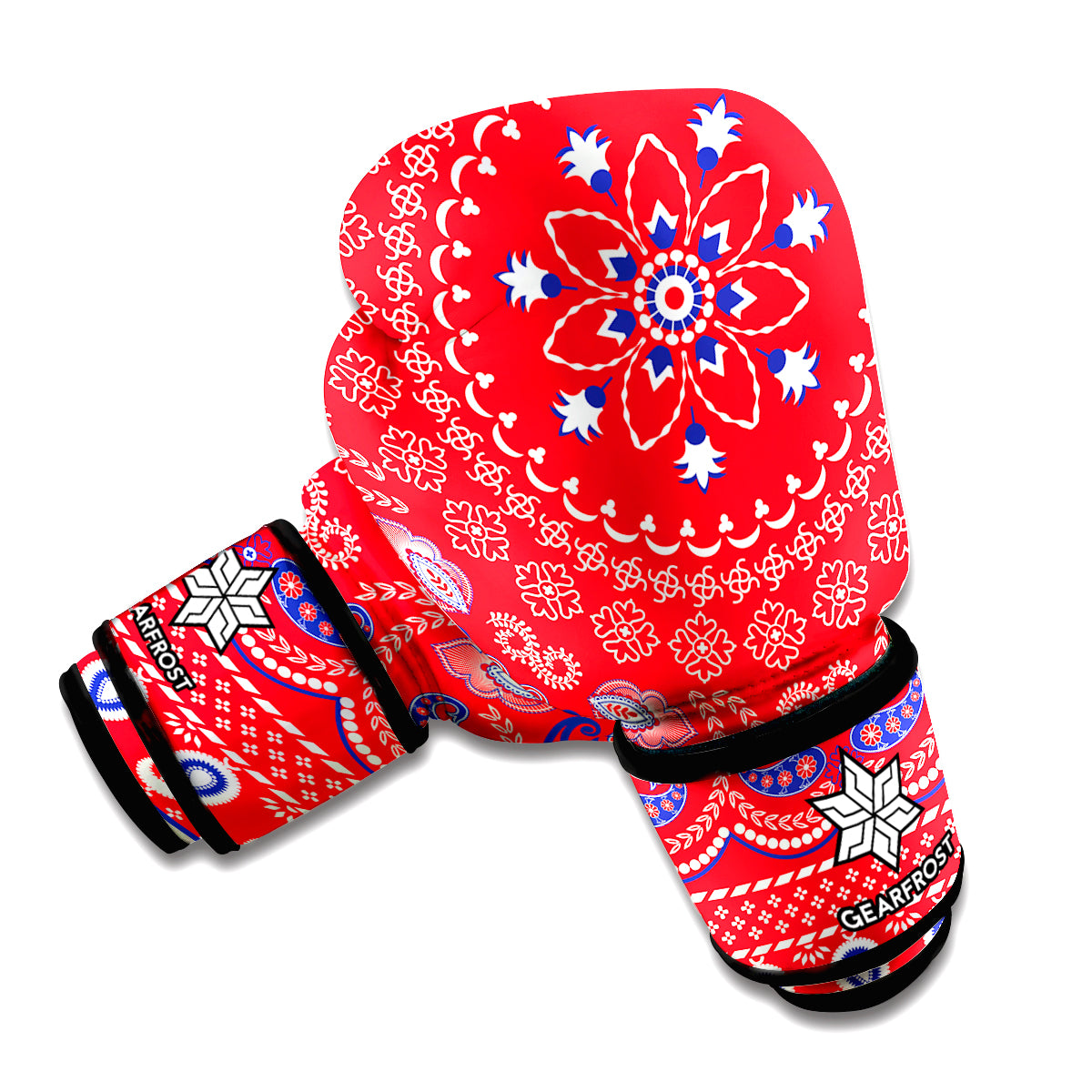 Red Blue And White Bandana Print Boxing Gloves