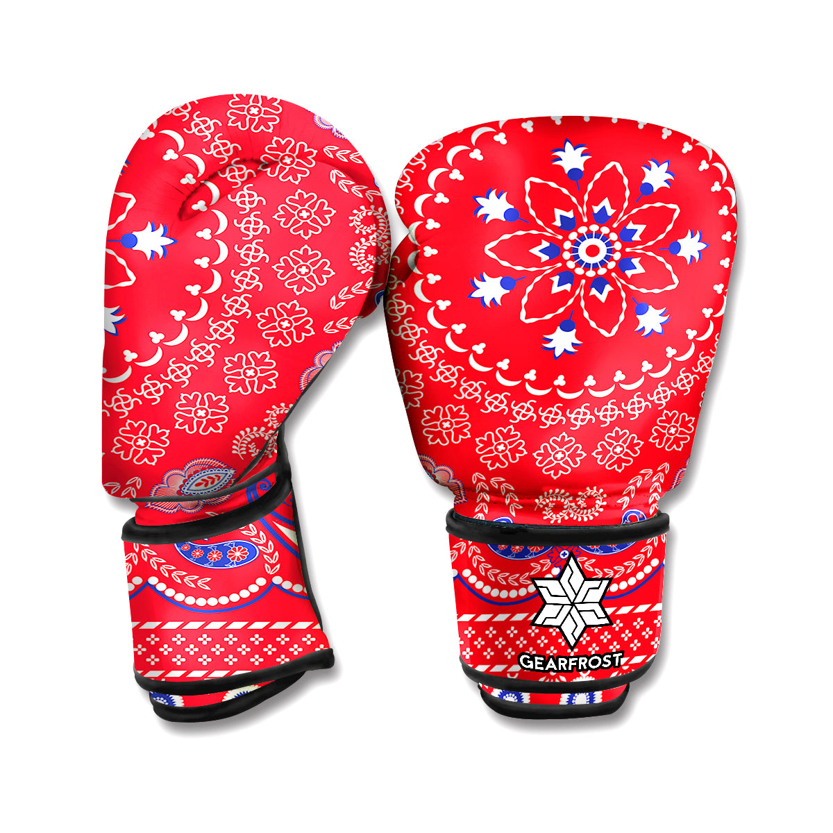 Red Blue And White Bandana Print Boxing Gloves