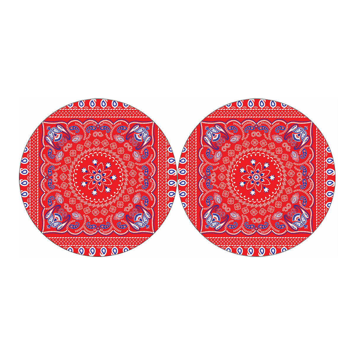 Red Blue And White Bandana Print Car Coasters