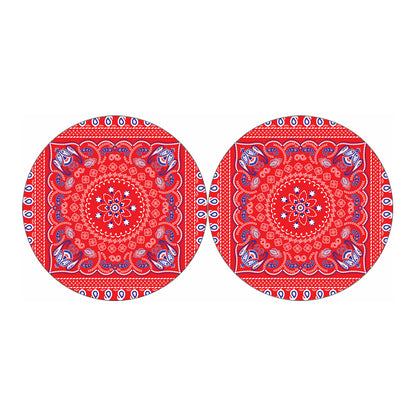 Red Blue And White Bandana Print Car Coasters