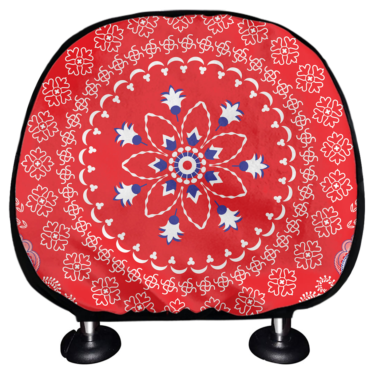 Red Blue And White Bandana Print Car Headrest Covers