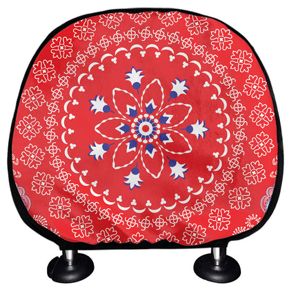 Red Blue And White Bandana Print Car Headrest Covers