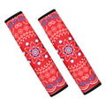 Red Blue And White Bandana Print Car Seat Belt Covers