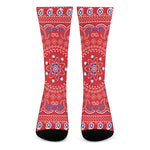 Red Blue And White Bandana Print Crew Socks