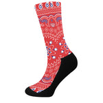 Red Blue And White Bandana Print Crew Socks
