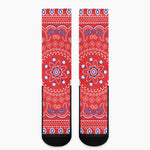 Red Blue And White Bandana Print Crew Socks