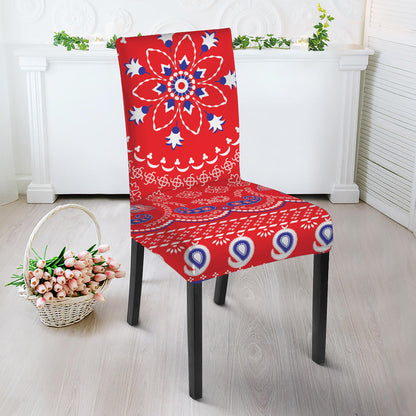 Red Blue And White Bandana Print Dining Chair Slipcover