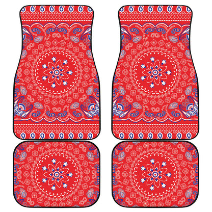 Red Blue And White Bandana Print Front and Back Car Floor Mats