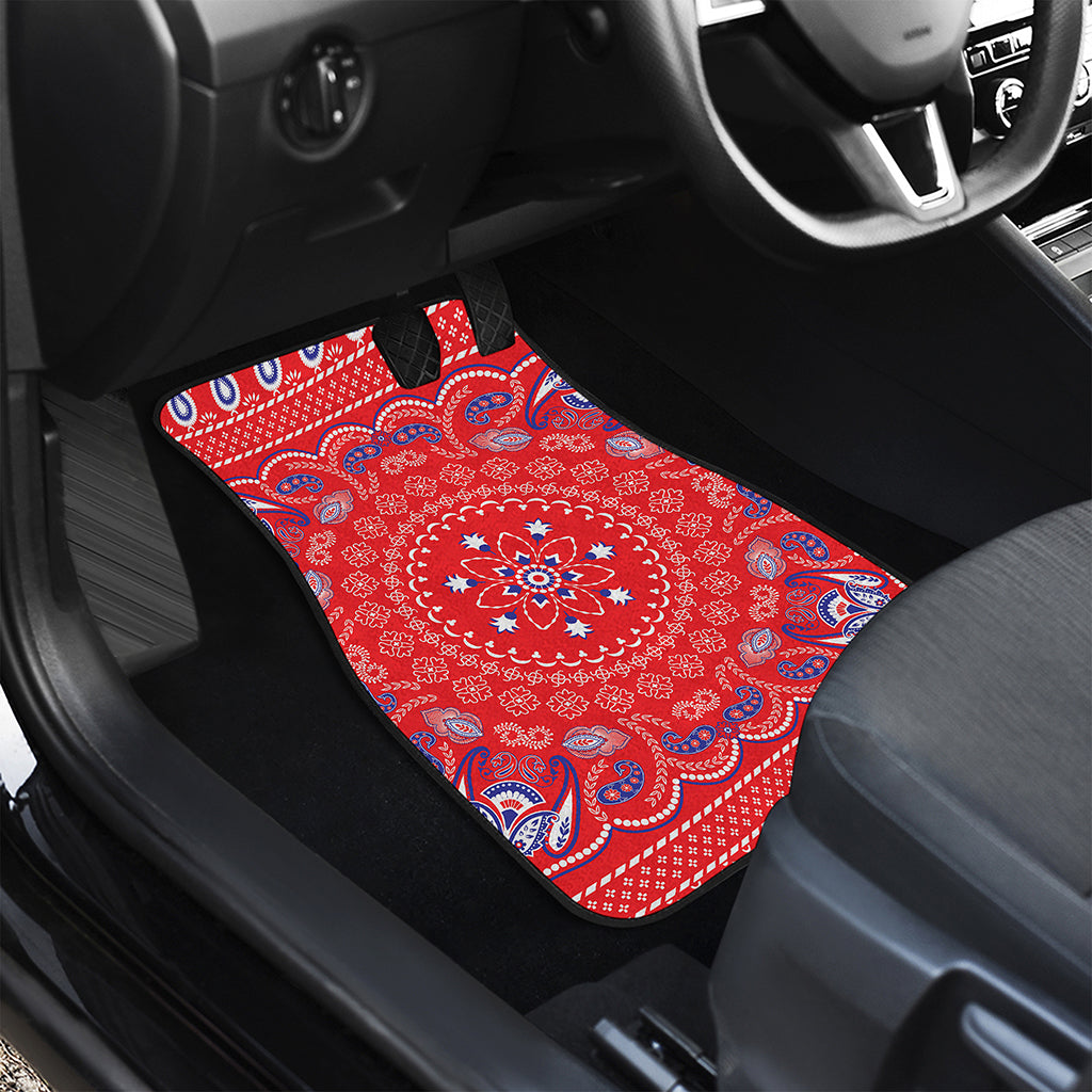 Red Blue And White Bandana Print Front Car Floor Mats