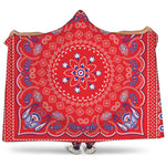 Red Blue And White Bandana Print Hooded Blanket