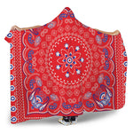 Red Blue And White Bandana Print Hooded Blanket