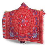 Red Blue And White Bandana Print Hooded Blanket
