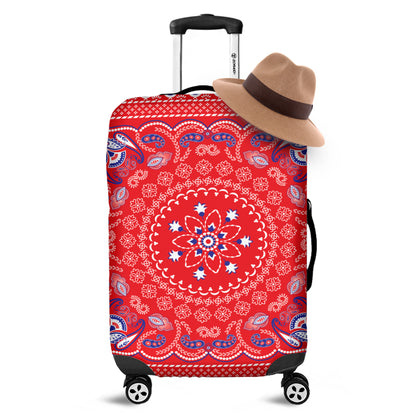 Red Blue And White Bandana Print Luggage Cover