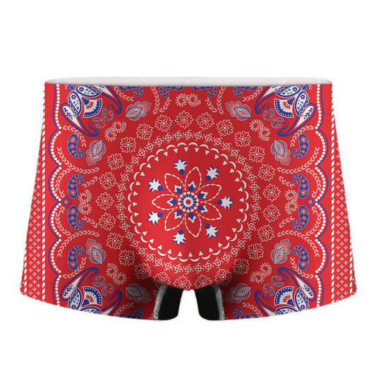 Red Blue And White Bandana Print Men's Boxer Briefs