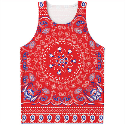 Red Blue And White Bandana Print Men's Tank Top