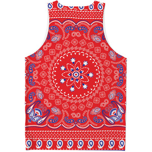 Red Blue And White Bandana Print Men's Tank Top