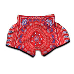 Red Blue And White Bandana Print Muay Thai Boxing Shorts
