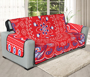 Red Blue And White Bandana Print Oversized Sofa Protector