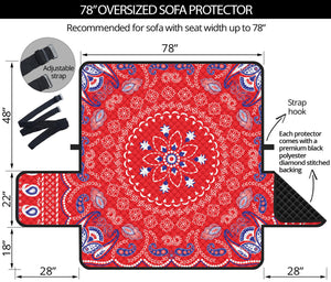 Red Blue And White Bandana Print Oversized Sofa Protector