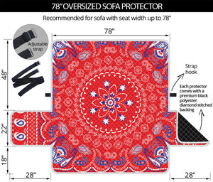 Red Blue And White Bandana Print Oversized Sofa Protector