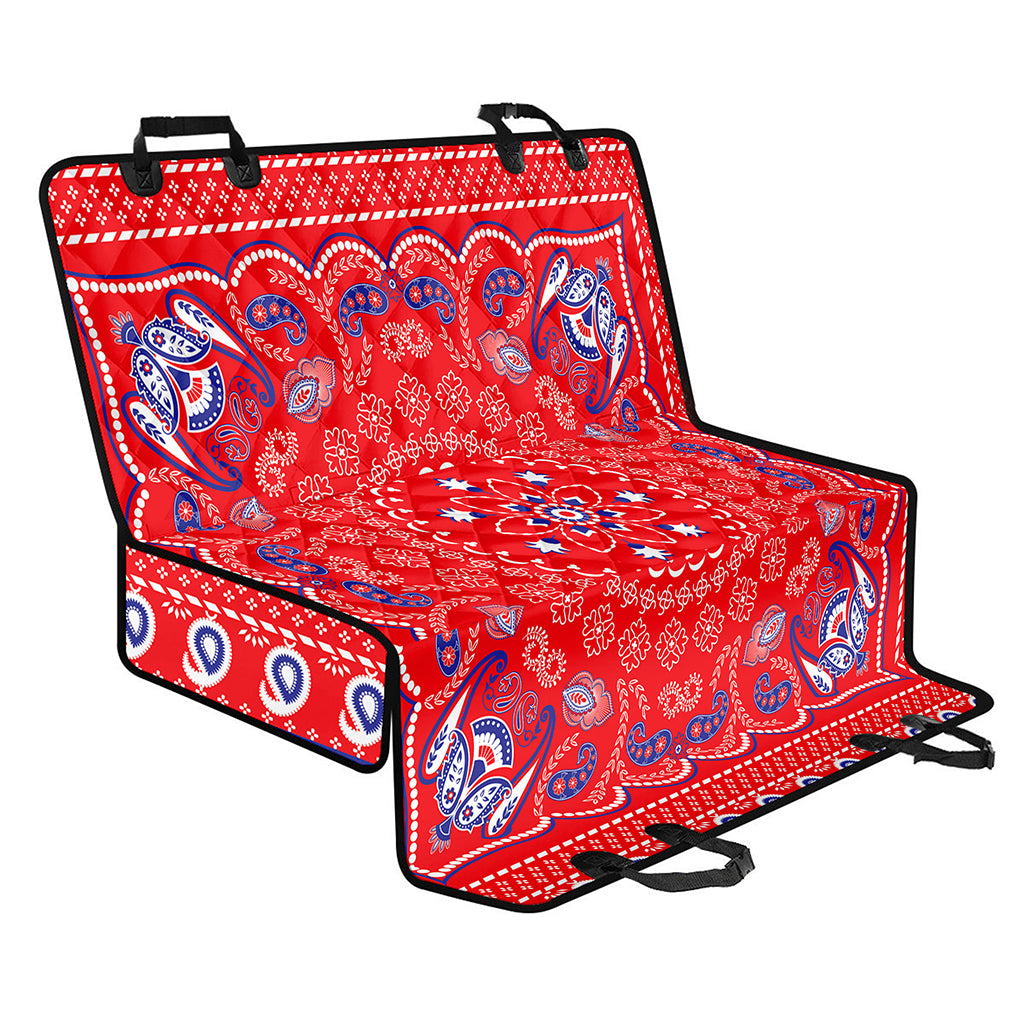 Red Blue And White Bandana Print Pet Car Back Seat Cover