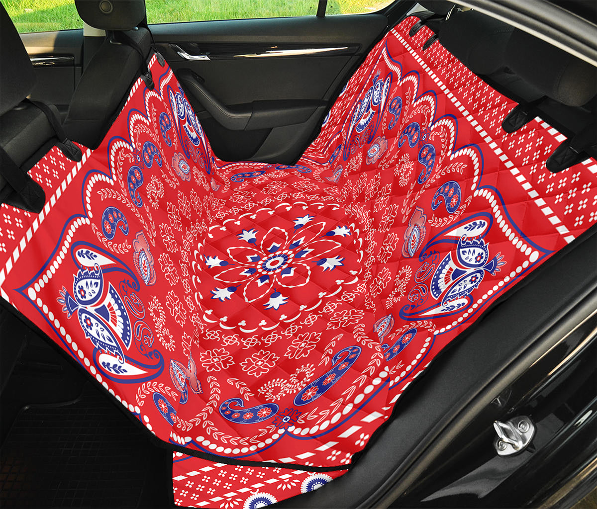 Red Blue And White Bandana Print Pet Car Back Seat Cover