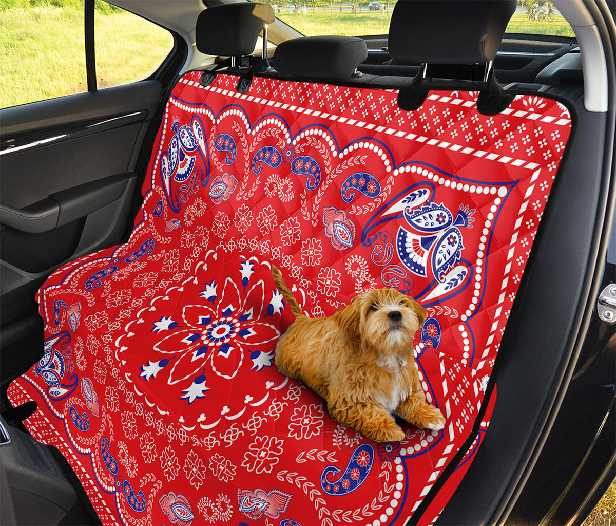Red Blue And White Bandana Print Pet Car Back Seat Cover