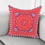 Red Blue And White Bandana Print Pillow Cover