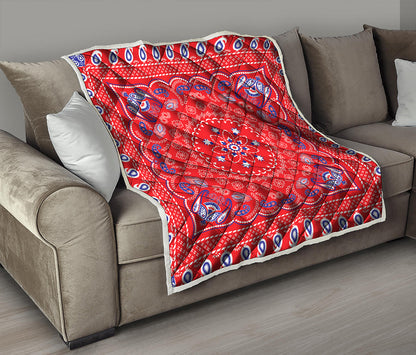 Red Blue And White Bandana Print Quilt
