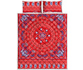 Red Blue And White Bandana Print Quilt Bed Set