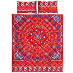 Red Blue And White Bandana Print Quilt Bed Set