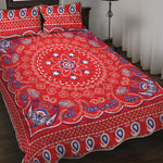 Red Blue And White Bandana Print Quilt Bed Set