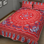 Red Blue And White Bandana Print Quilt Bed Set