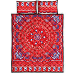 Red Blue And White Bandana Print Quilt Bed Set