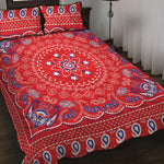 Red Blue And White Bandana Print Quilt Bed Set