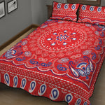 Red Blue And White Bandana Print Quilt Bed Set