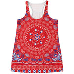 Red Blue And White Bandana Print Women's Racerback Tank Top