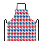 Red Blue And White Houndstooth Print Apron